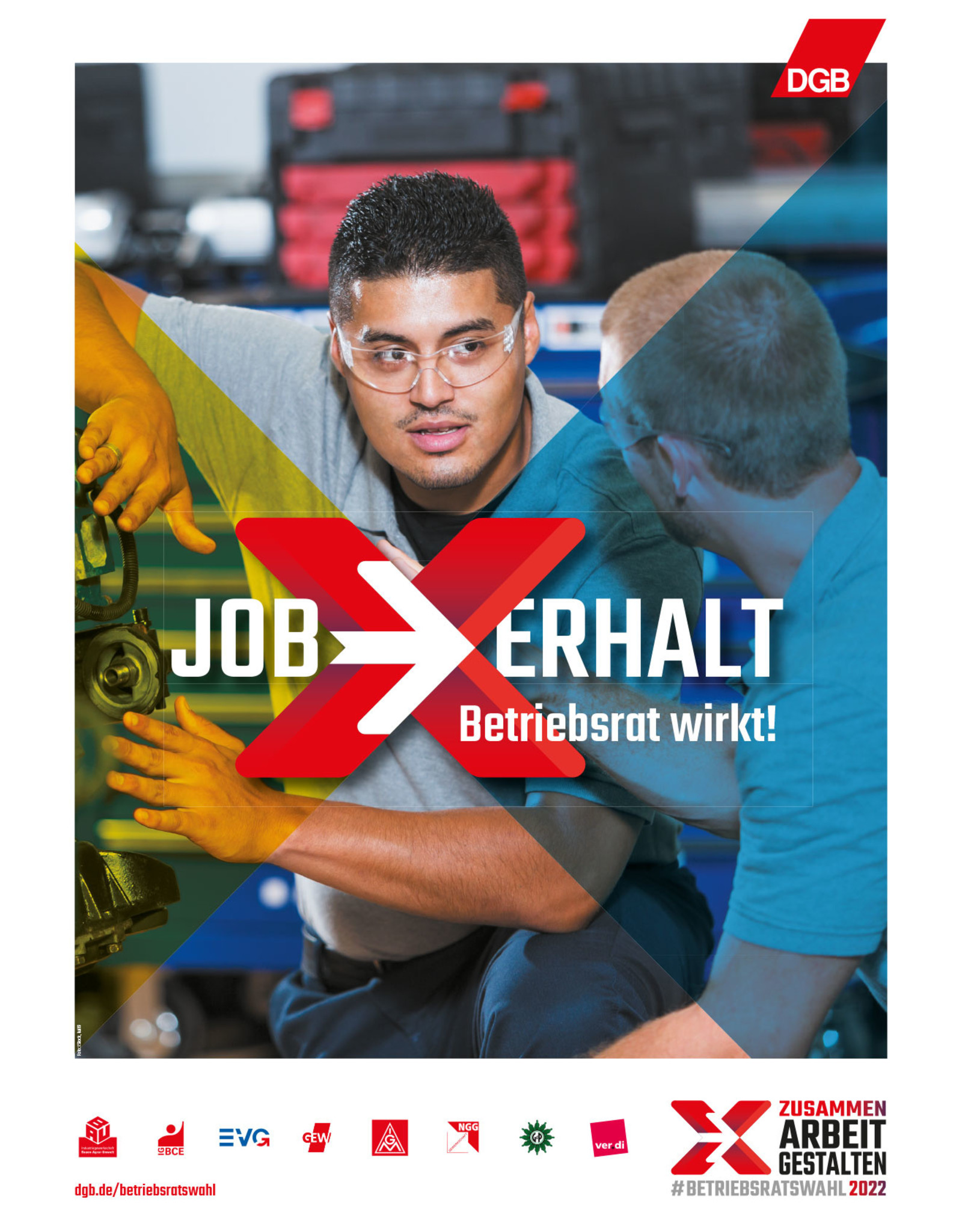 Plakat: "Job-Erhalt. Betriebsrat wirkt!"