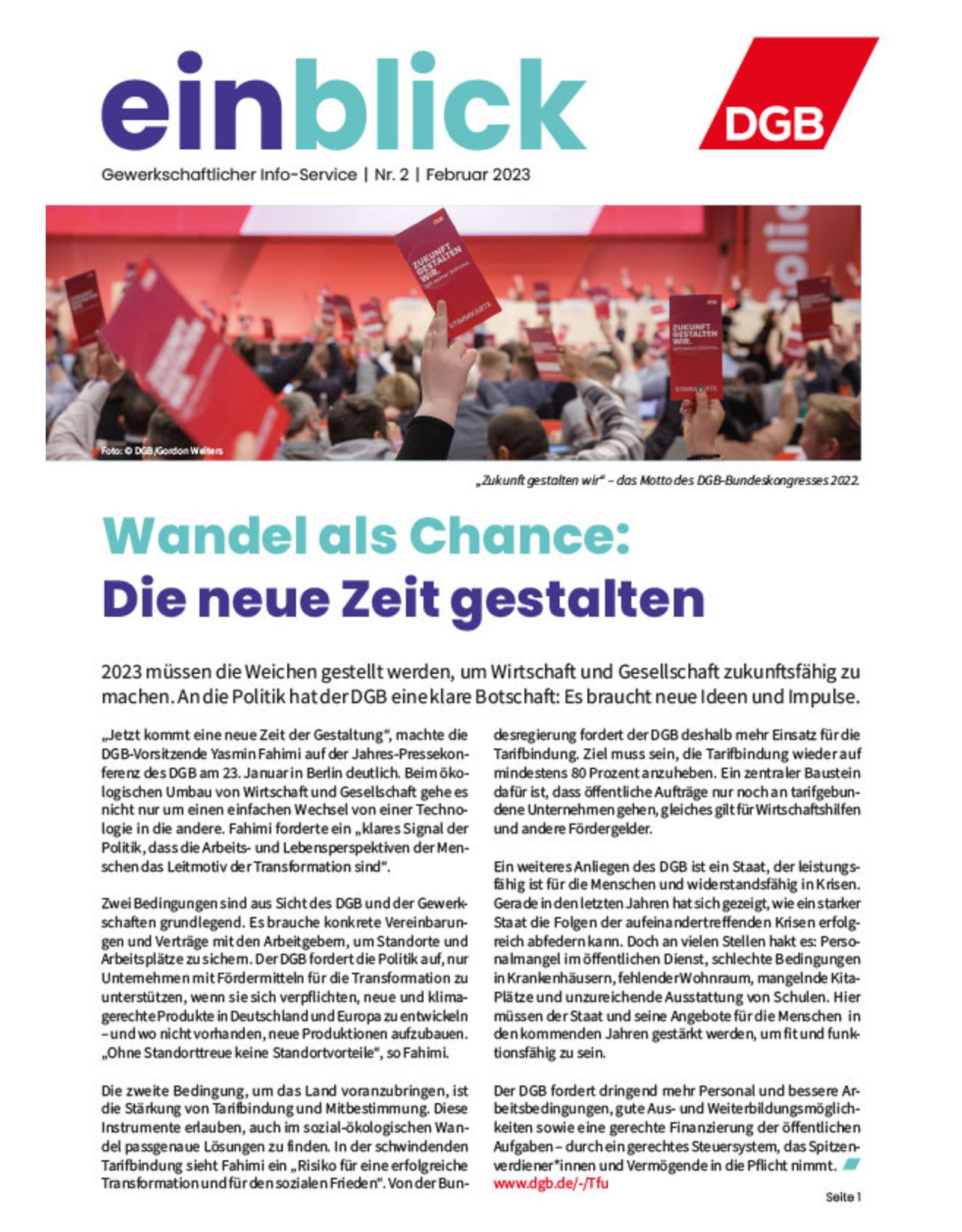 Zeitung einblick Februar 02/2023