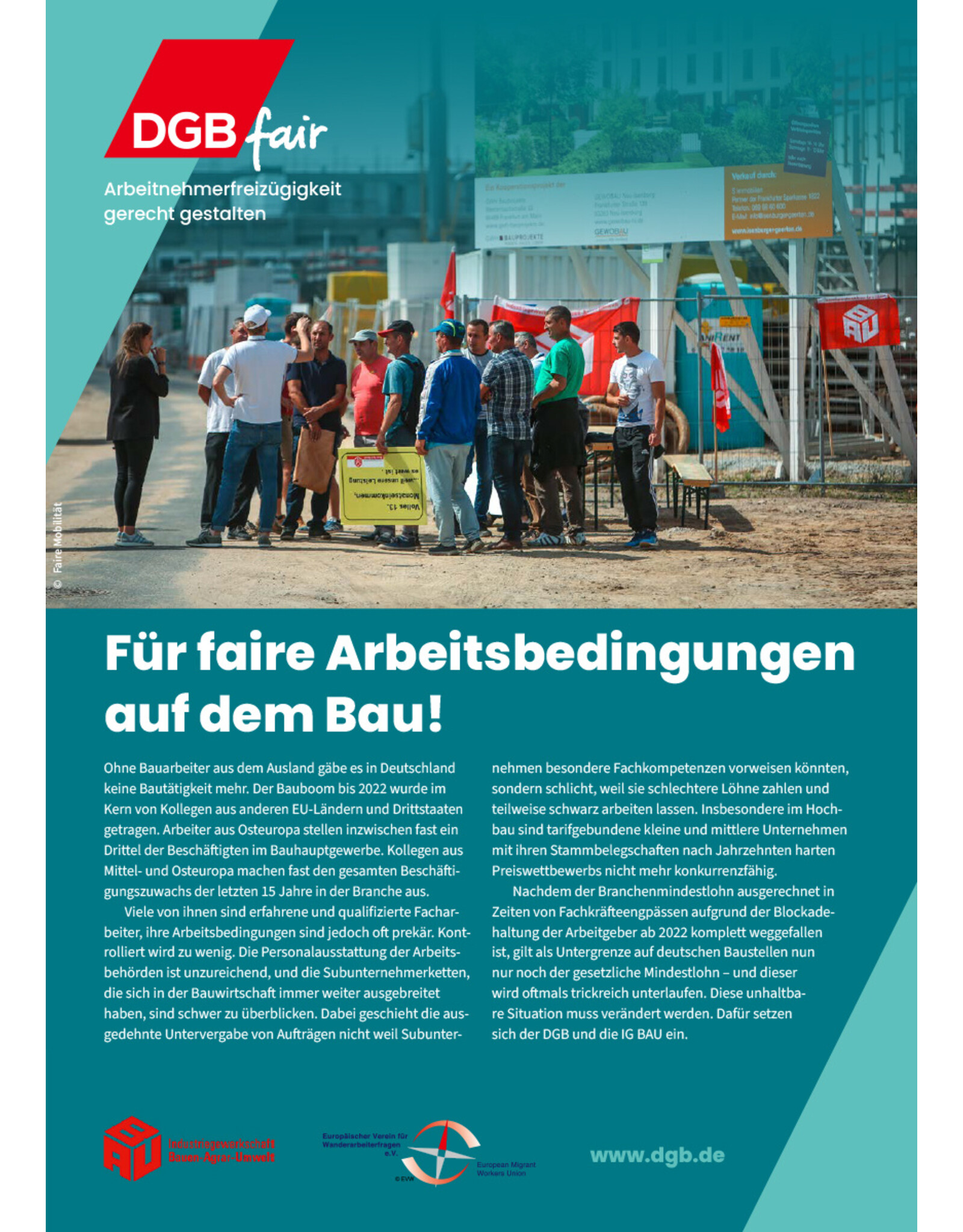 Für faire Arbeitsbedingungen auf dem Bau