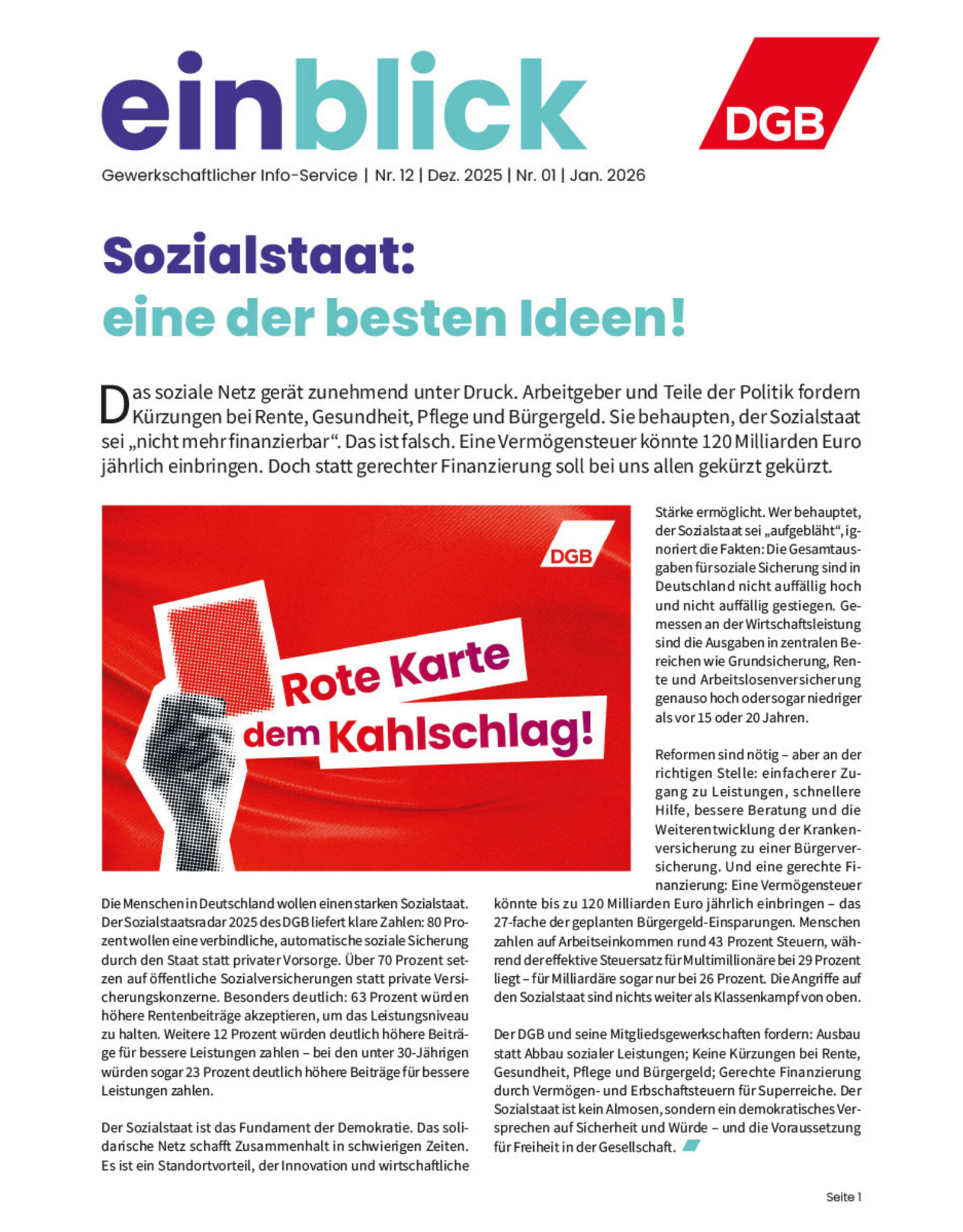 Zeitung einblick Dezember/Januar 11/2025  01/2026