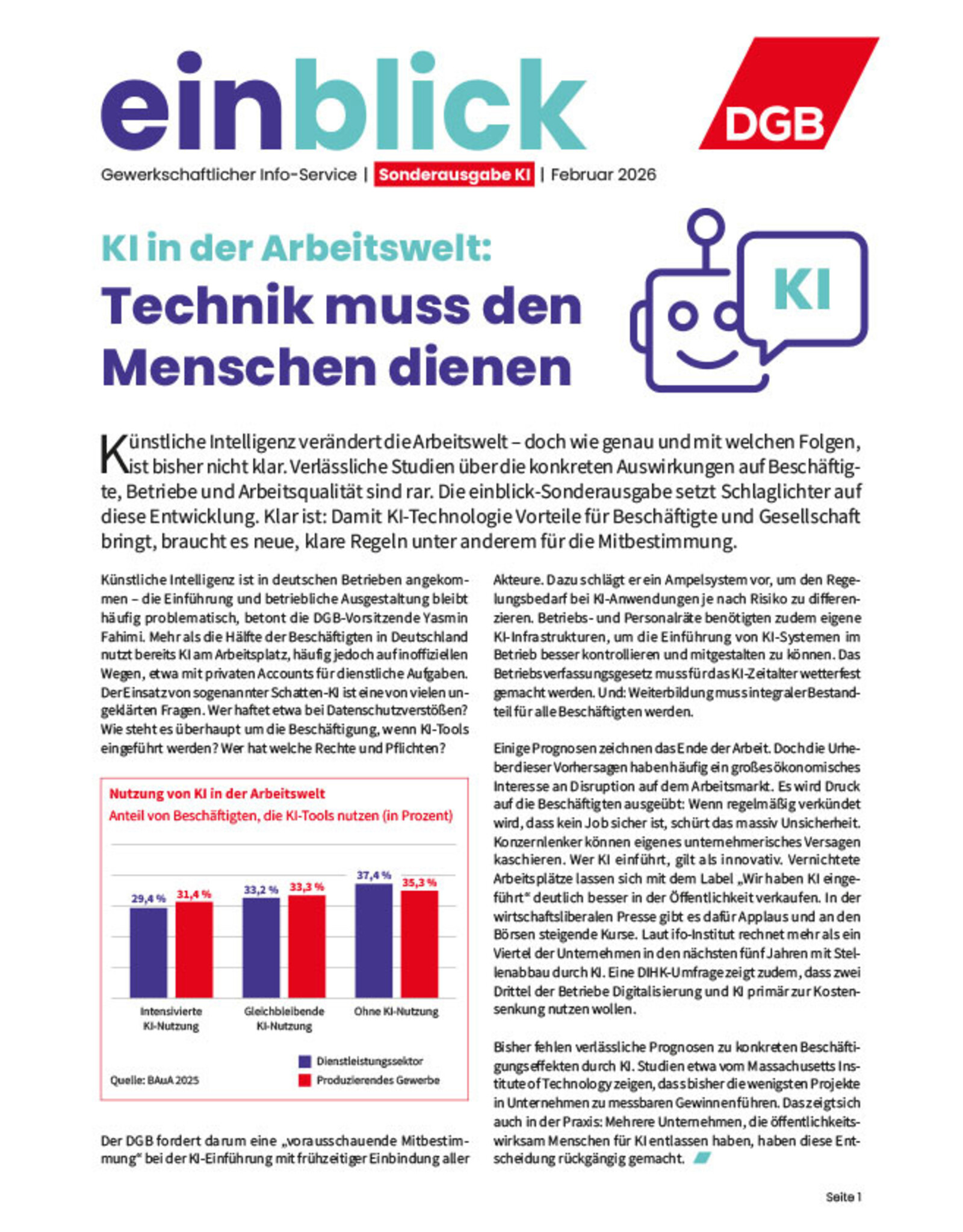 Zeitung einblick Februar 02/2026 - Sonderausgabe KI