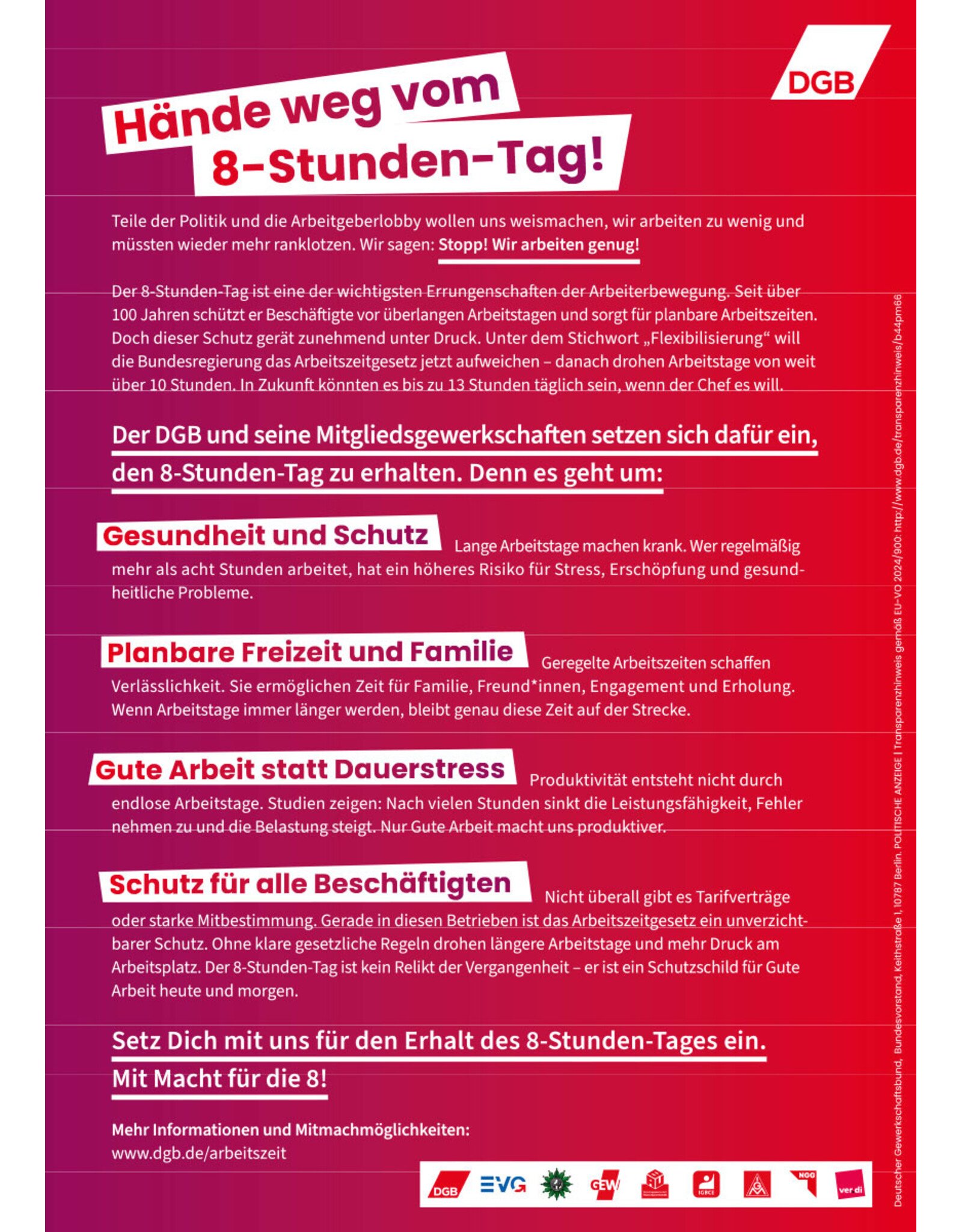 Flugblatt „Mit Macht für die 8“