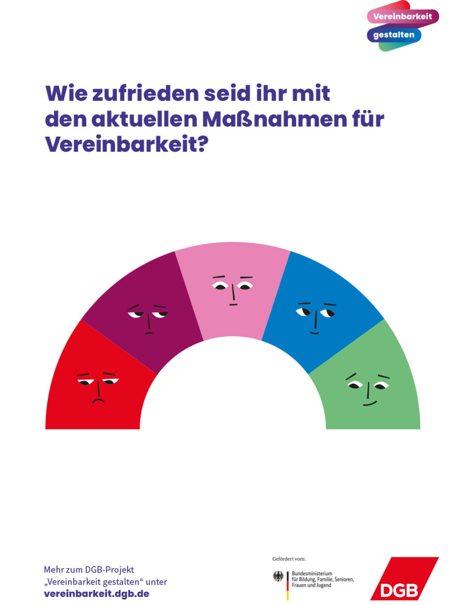 Plakat Vereinbarkeits-Check: Zufriedenheit mit Maßnahmen in Betrieb und Dienststelle