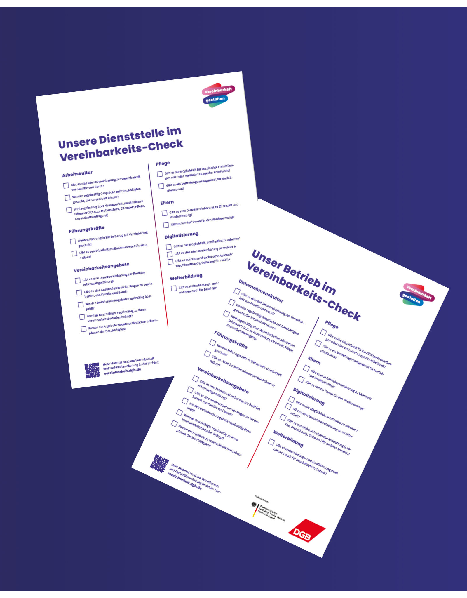 Alle Plakate Vereinbarkeits-Check für Betrieb und Dienststelle im Paket