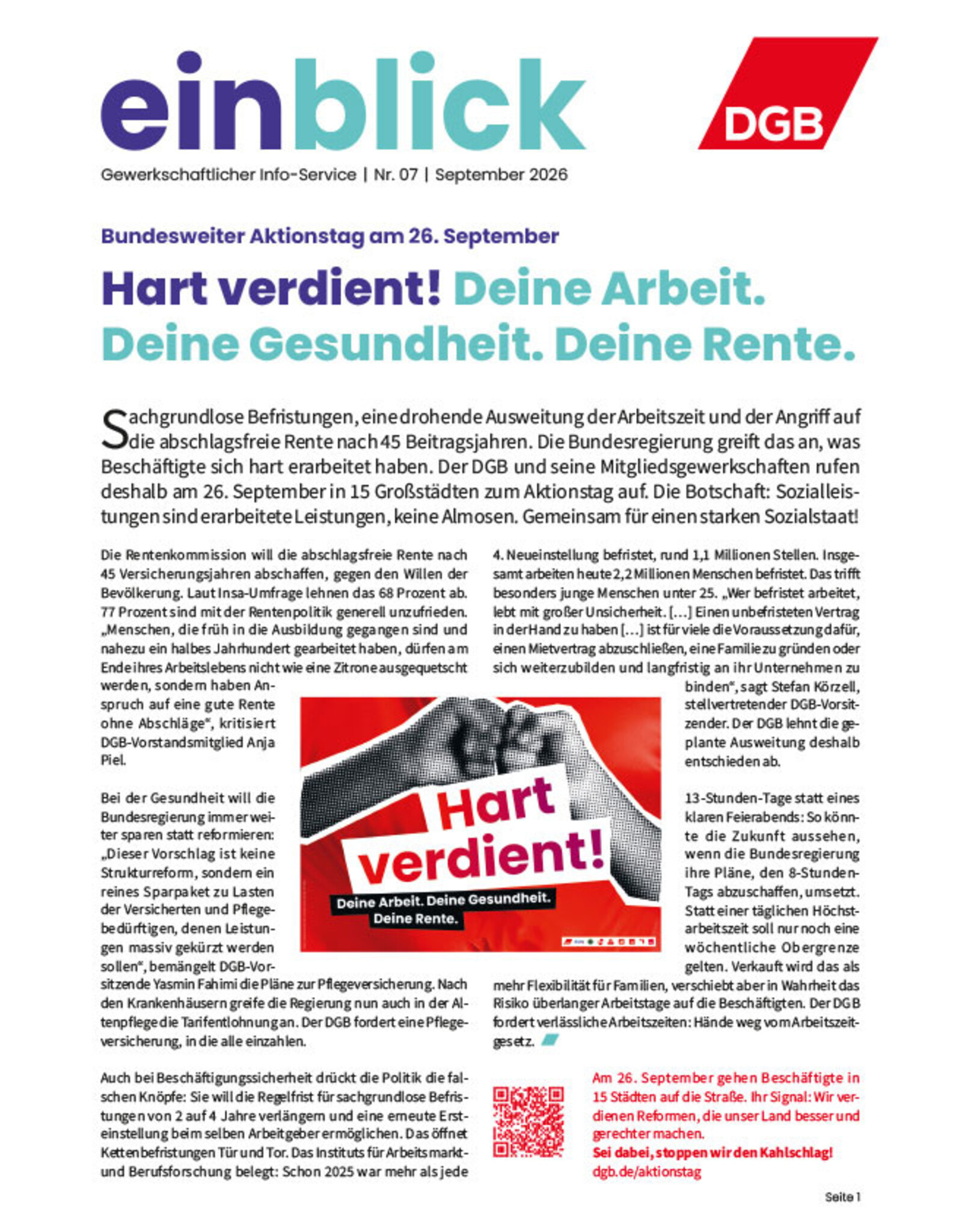 Zeitung einblick September 07/2026
