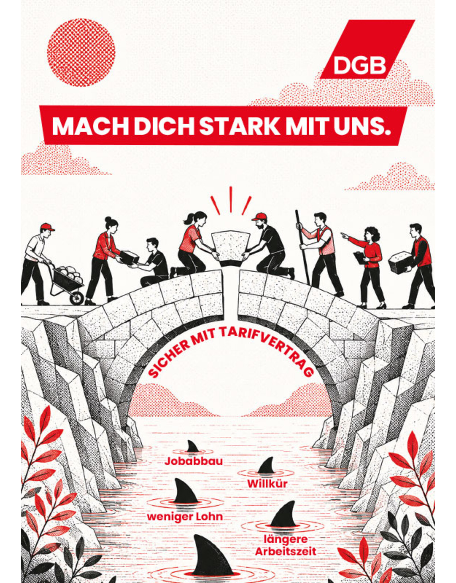 Postkarte „Sicher mit Tarifvertrag“