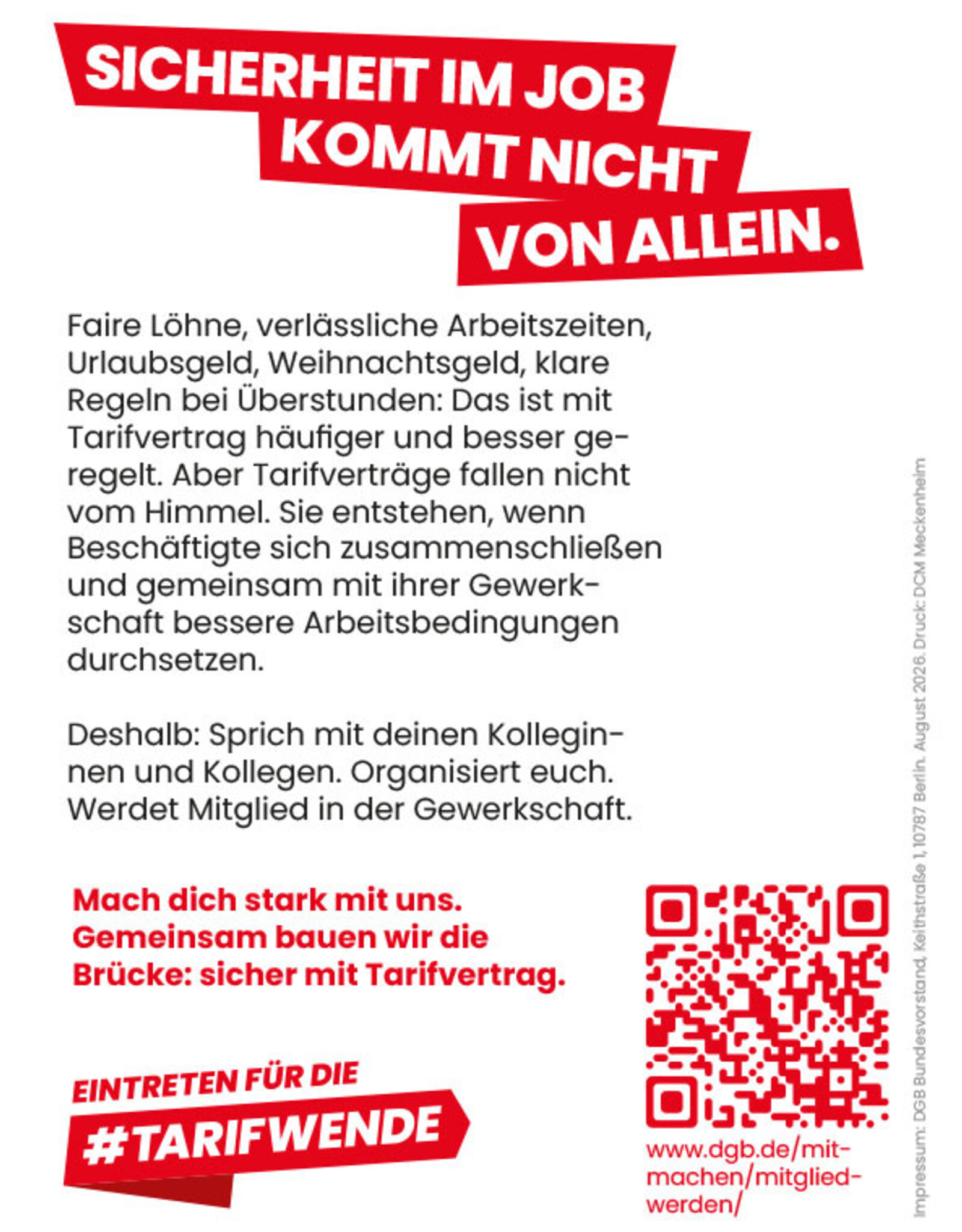 Postkarte „Sicher mit Tarifvertrag“