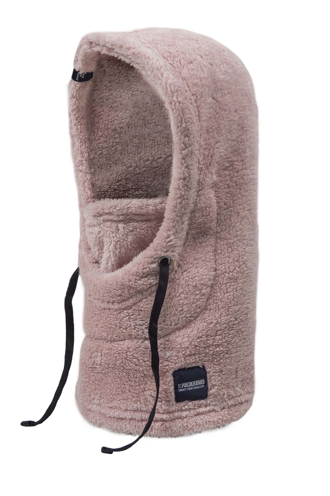 Roze teddy fleece Balaclava van Poederbaas (facemask)