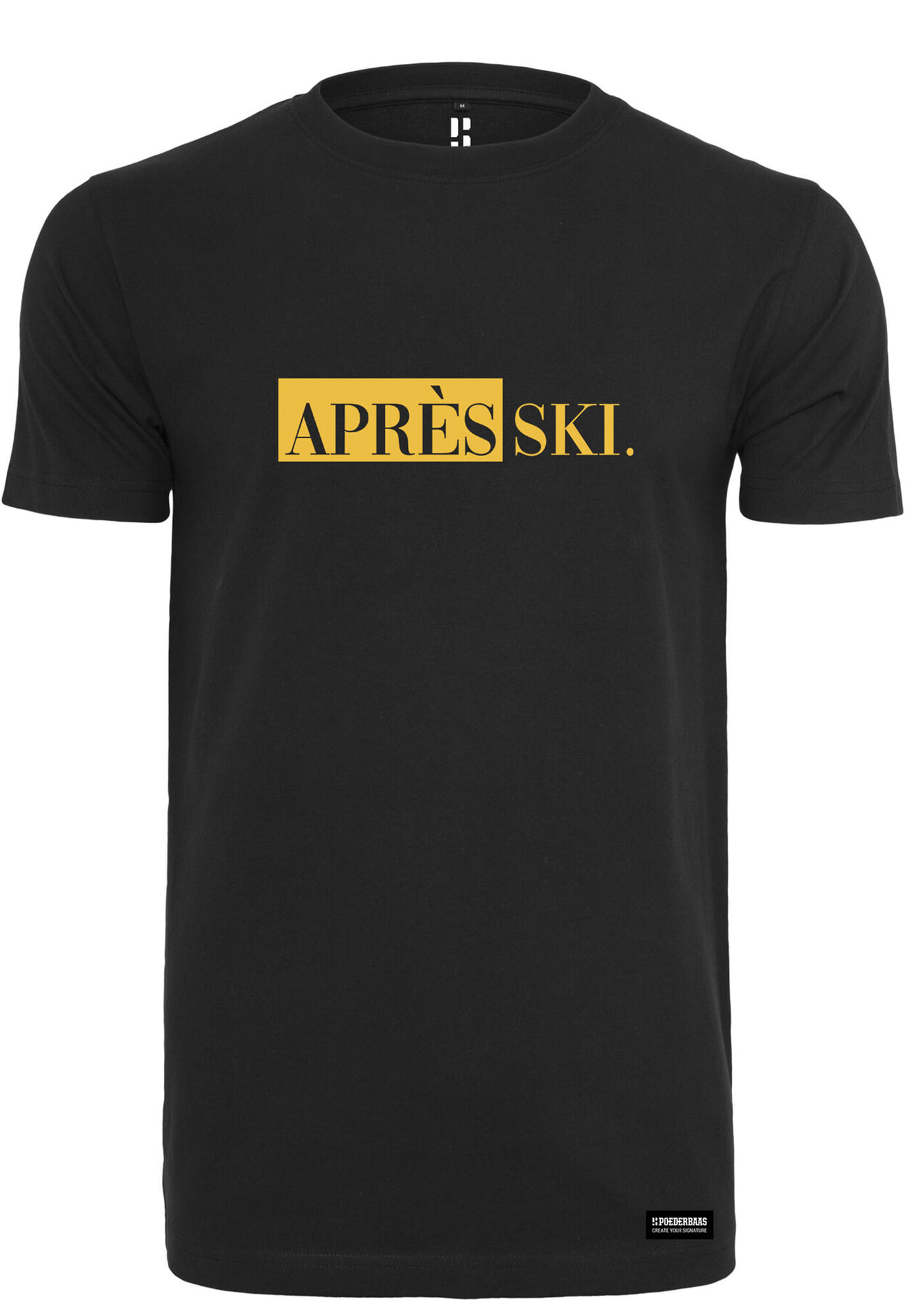 Zwarte APRES SKI. t-shirt met gele opdruk