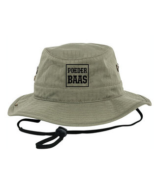 Green bucket hat with black Poederbaas 