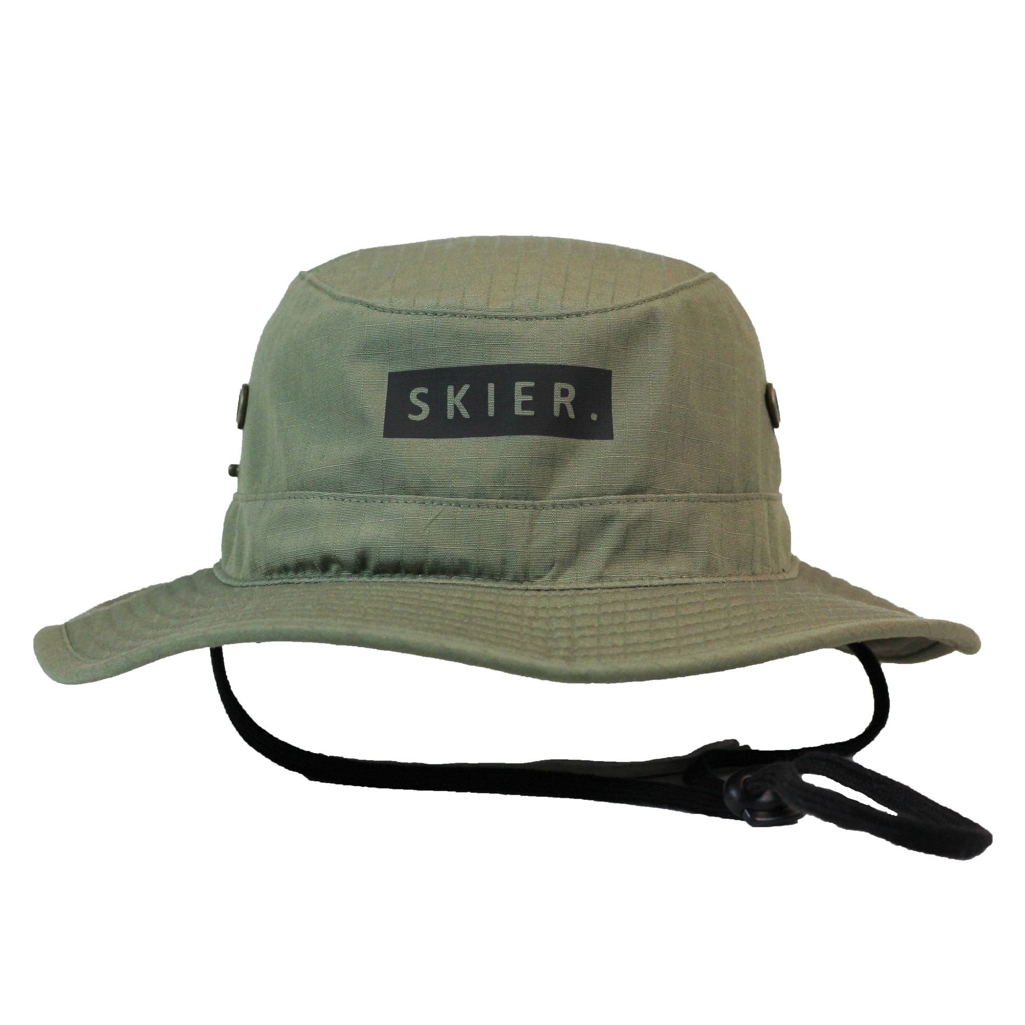 Groene SKIER. bucket hat van Poederbaas