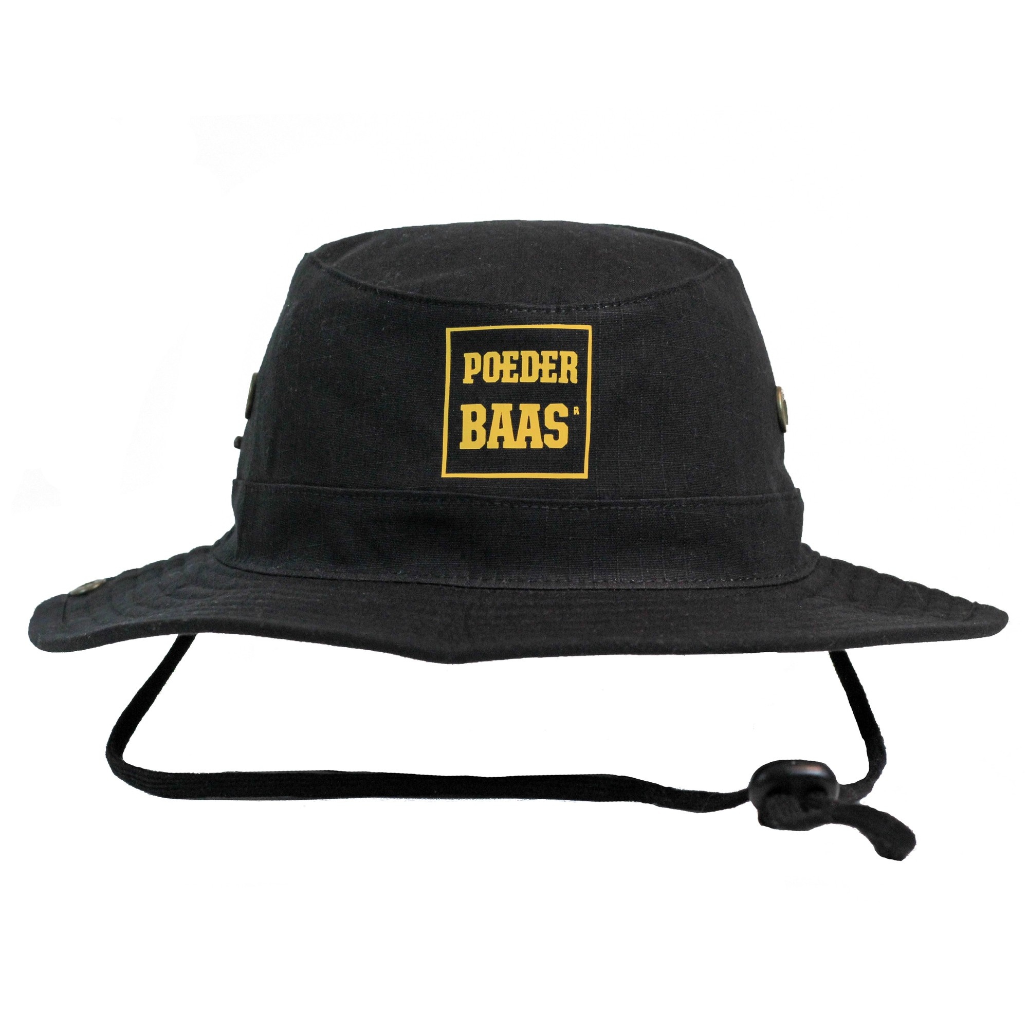 calcium stapel inhoudsopgave Bucket hat met okergeel Poederbaas logo - zwart - Create your signature,  Enjoy Poederbaas!