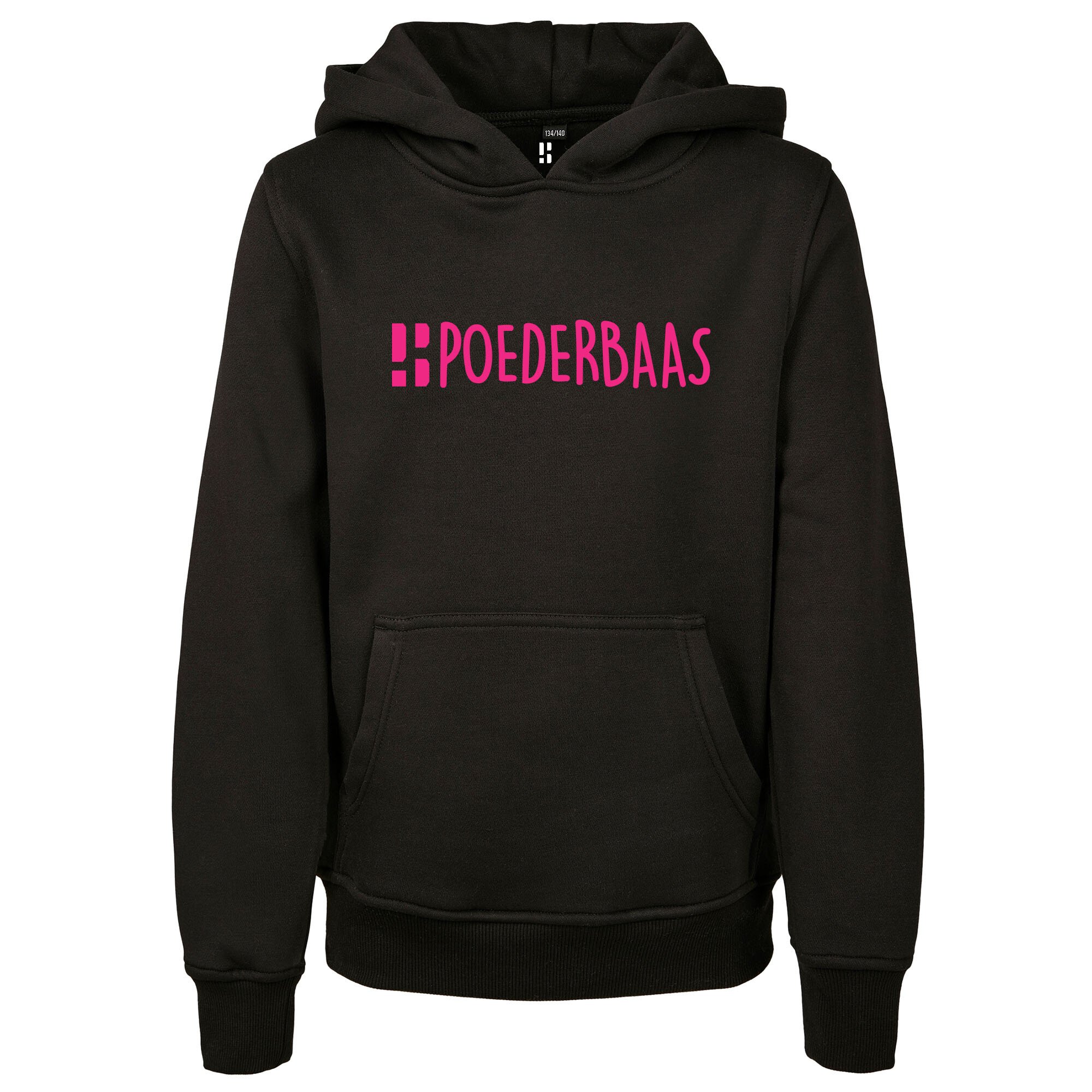 Kids Hoodie Poederbaas - Black/Pink