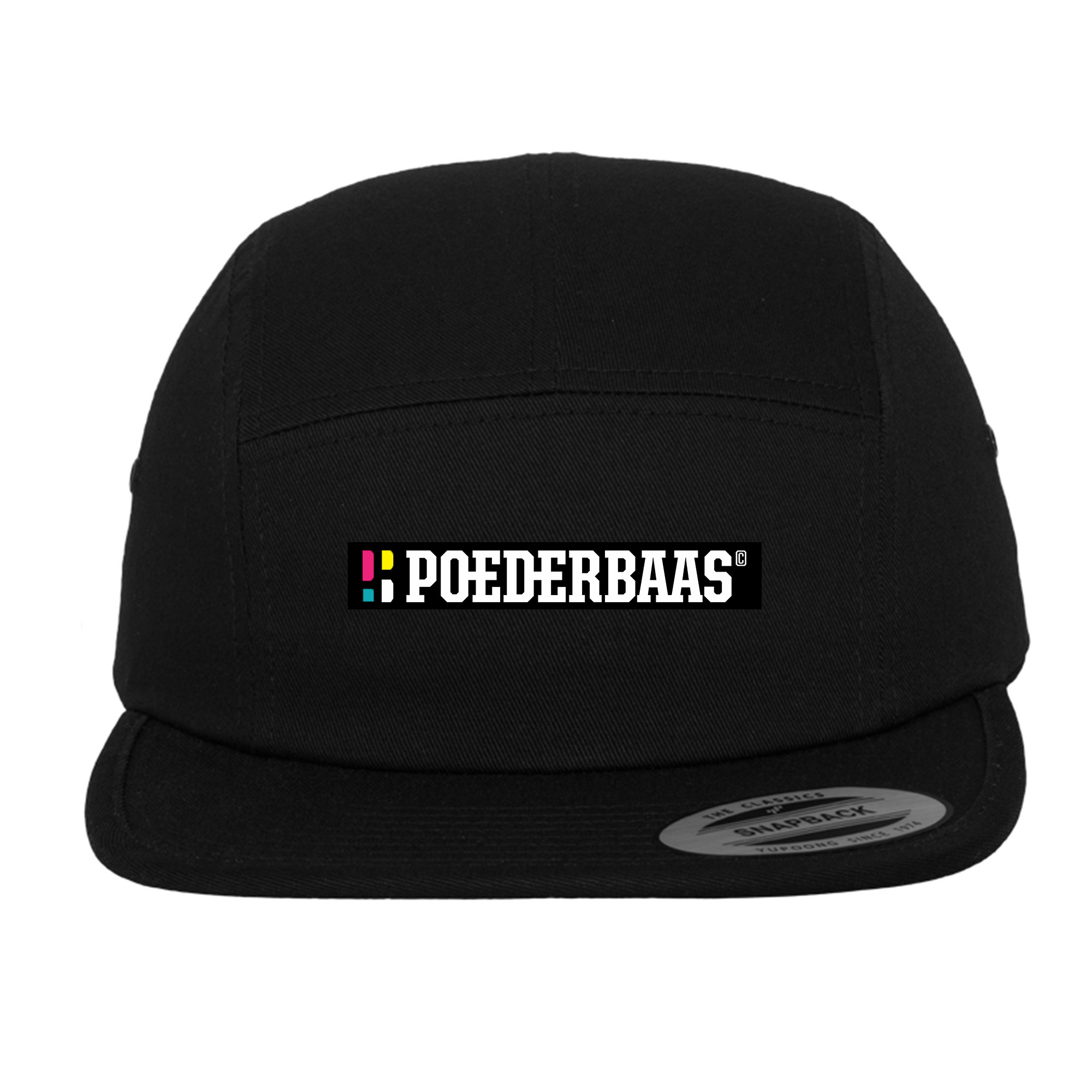 Poederbaas Flatcap 5-panel cap / snapback met embleem - zwart -   -