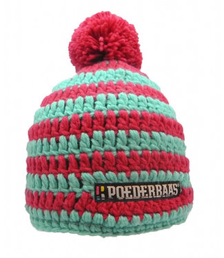 Crochet hat striped - red / green