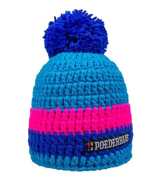 Short hat with pompom - pink / dark blue