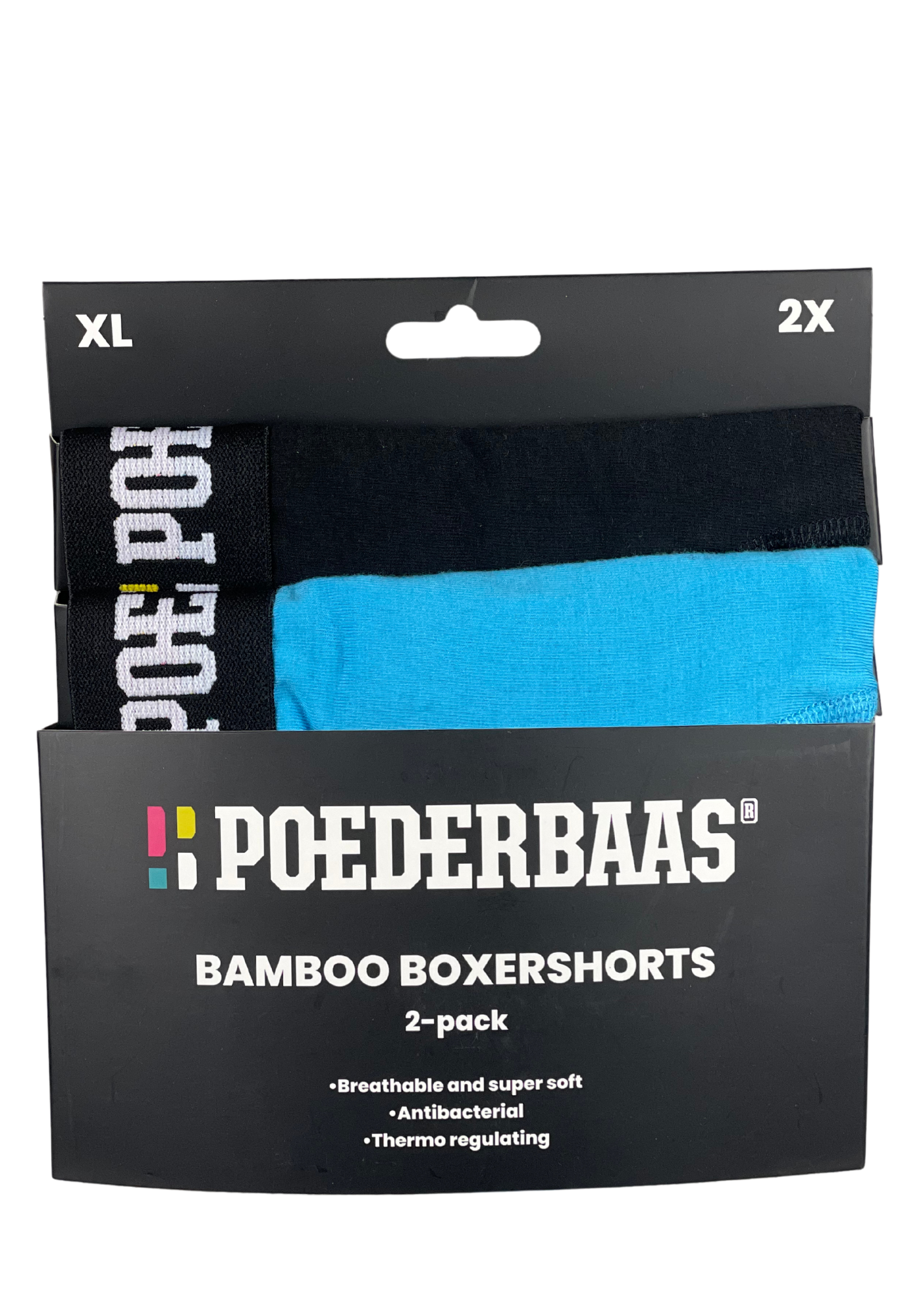 Poederbaas Bamboo boxershorts (2-pack) - Zwart Blauw - sports boxershort - onderbroek - bamboe boxershort