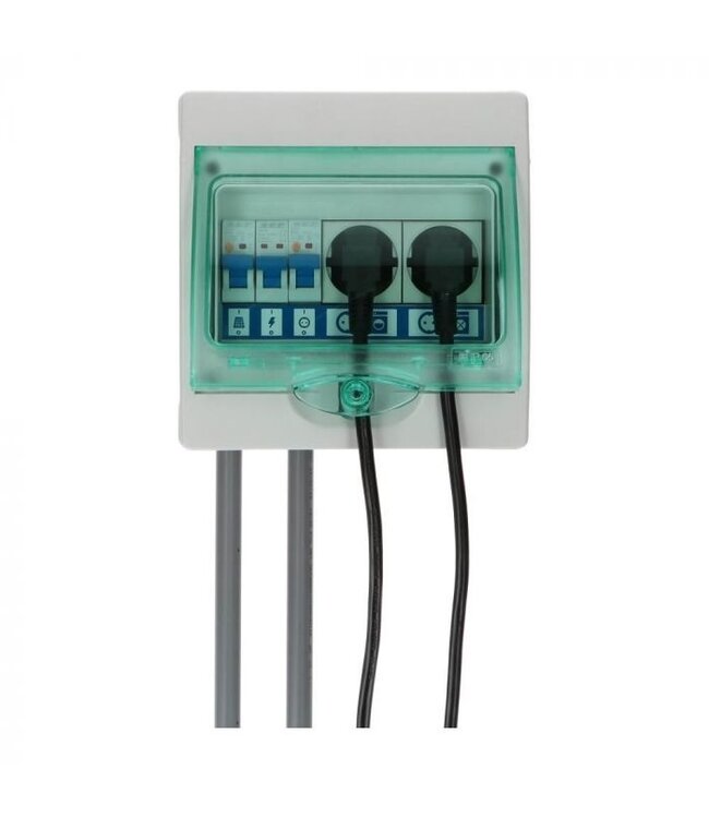 PV Verdeler met 2 x stopcontact (b.v.b. splitsen wasmachinegroep)