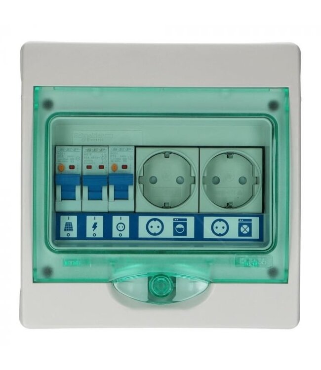 PV Verdeler met 2 x stopcontact (b.v.b. splitsen wasmachinegroep)