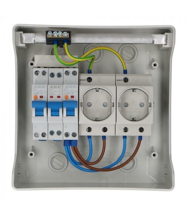 PV Verdeler met 2 x stopcontact (b.v.b. splitsen wasmachinegroep)