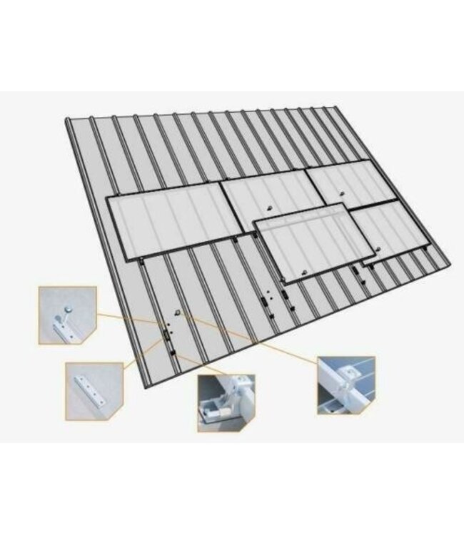 Clickfit 10 Panelen Landscape - Verticale opstelling - Clickfit Evo Montageset zonnepanelen voor staaldak