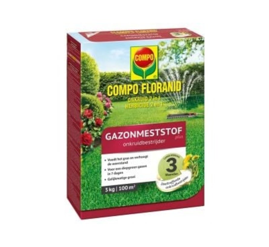 Compo Gazonmeststof Floranid 3kg & onkruidverdelger 100 m2
