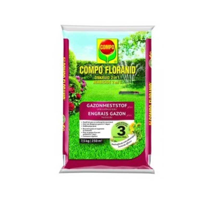 Compo Gazonmeststof Floranid 7,5kg & onkruidverdelger 250 m2