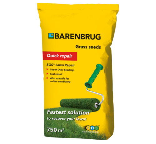 BARENBRUG SOS® Lawn Repair - Mélange à Gazon Pour Réparation Rapide, Germination à Basse Température (1 Kg)