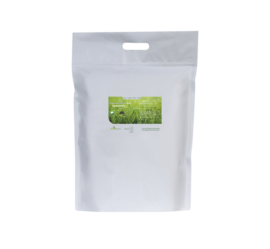 Gazonbemesting Humistart kalk in stevige hersluitbare stazak