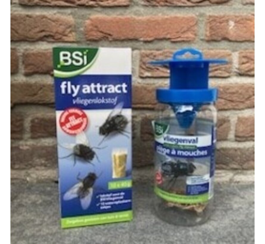 Bsi Fly Attact vliegenval met lokstof + lokstof 10 x 40 gr