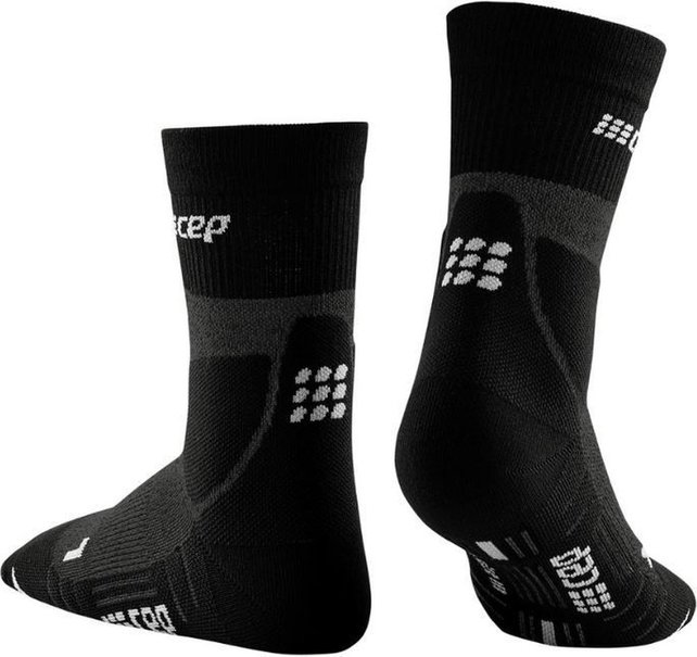 CEP Hiking Merino Mid Cut Compressiesokken - Zwart Grijs