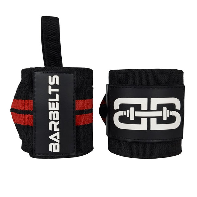 Barbelts Wrist wraps - extreme - zwart/rood - 68cm