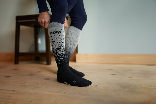 CEP Ski Merino Compressiekousen - Zwart/grijs