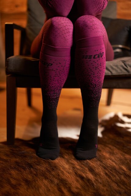 CEP Ski Merino Compressiekousen - Zwart/paars CEP Ski Merino Compressiekousen - Zwart/paars