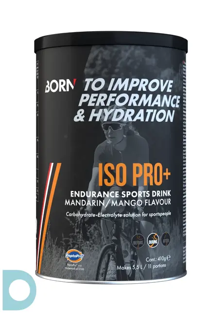 BORN Iso Pro+ 410g Isotone Sportdrank - Mandarijn/Mango BORN Iso Pro+ 410g Isotone Sportdrank - Mandarijn/Mango