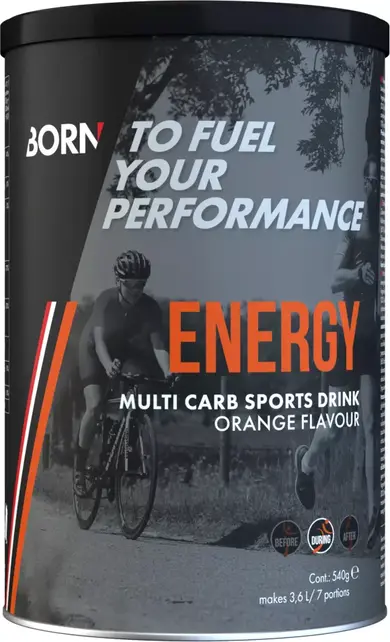 BORN ENERGY 540g Hypotone Sportdrank - Orange BORN ENERGY 540g Hypotone Sportdrank - Orange
