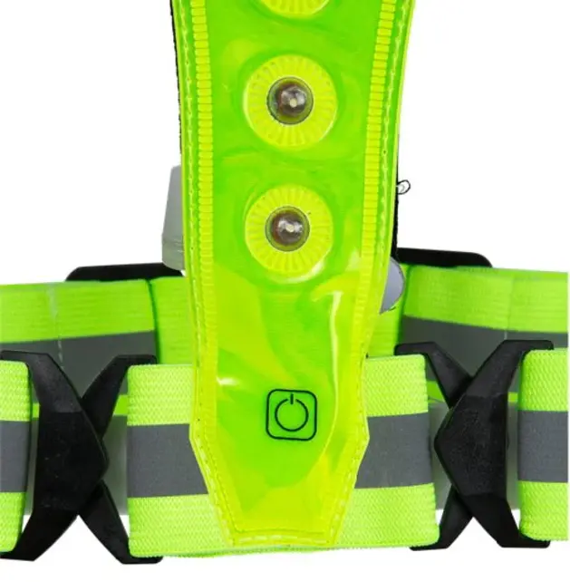 BEE SAFE Led Hardloopvest USB-C Lime met telefoonvak | Reflectievest