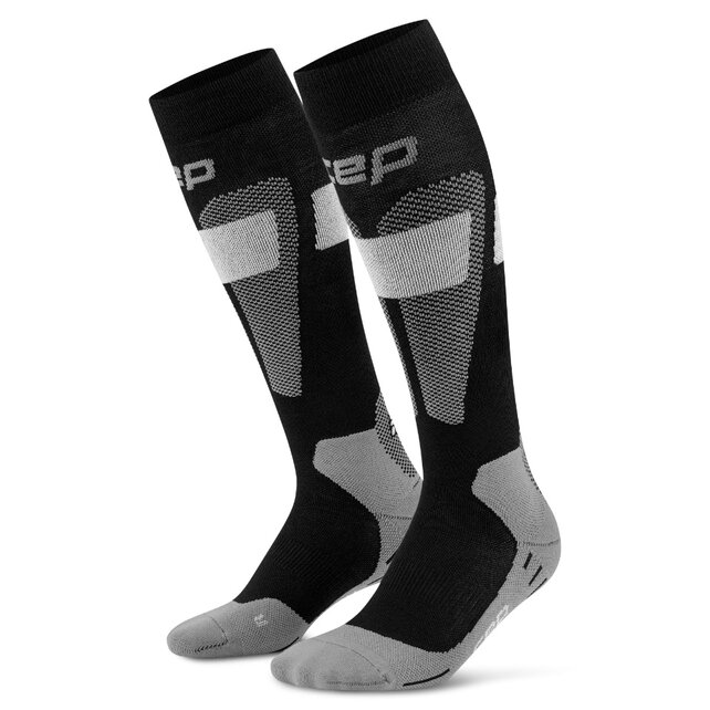 CEP Ski Merino Compressiekousen 3.0 - Zwart/grijs