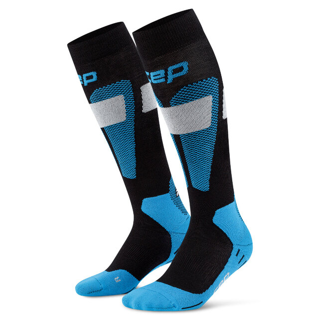 CEP Ski Merino Compressiekousen 3.0 - Zwart/blauw
