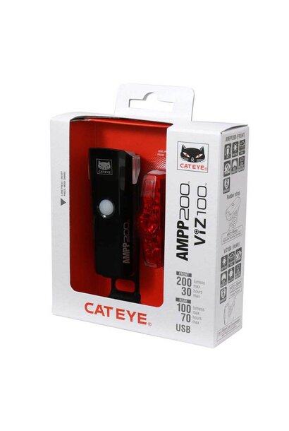 Verlichtingsset CatEye AMPP200 +VIZ100 led rechargable
