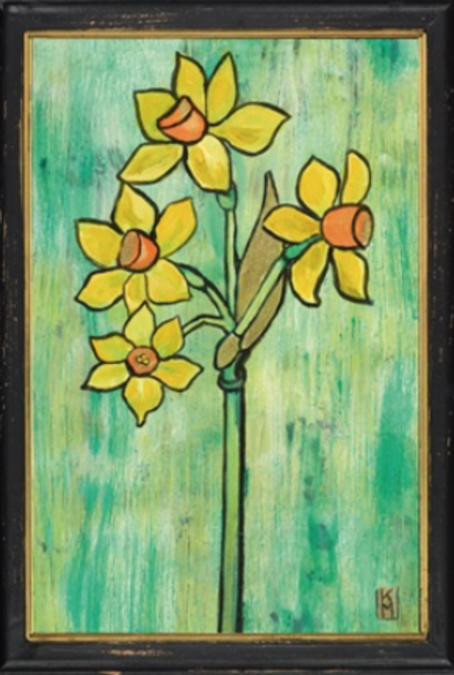 Tros narcis zwart lijstje 34x23,5cm