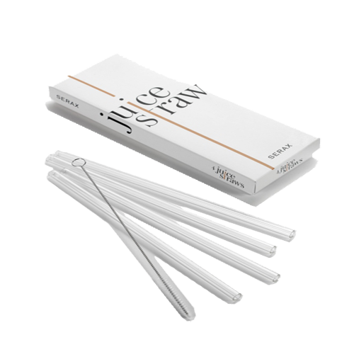 Serax Glazen rietjes set 4 en borsteltje