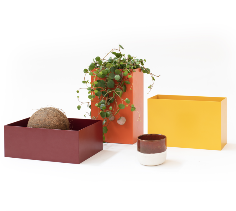 Atelier Belge Opbergbakjes metaal set van 3 purperrood, oranjerood en signaalgeel
