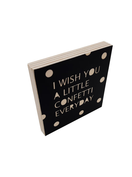 Woodblocks I wish you confetti zwart