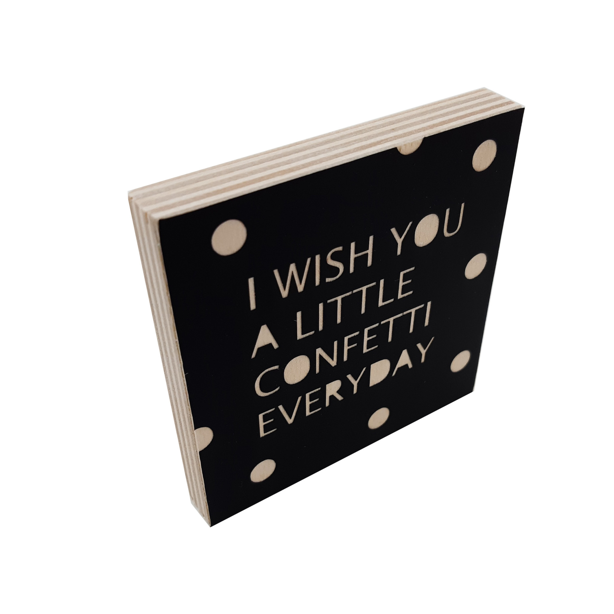 Woodblocks I wish you confetti zwart