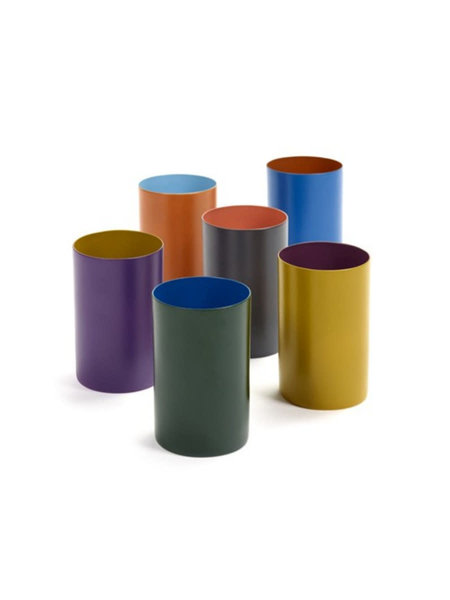 Theelichthouder keramiek multicolor hoog h10 d6,5 cm