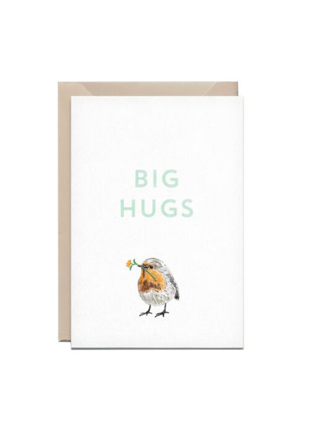 Kathings Wenskaart robin roodborstje big hugs