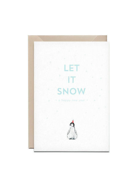 Kathings Wenskaart let it snow penguin