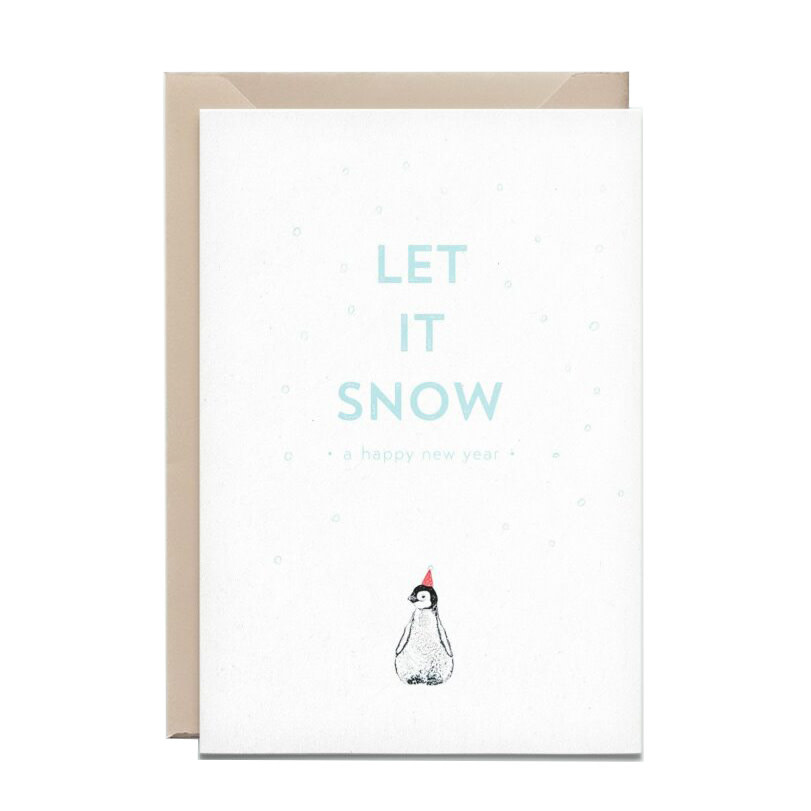 Kathings Wenskaart let it snow penguin