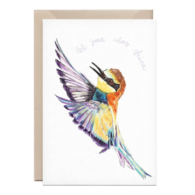 Kathings Wenskaart let your colors shine bijeneter